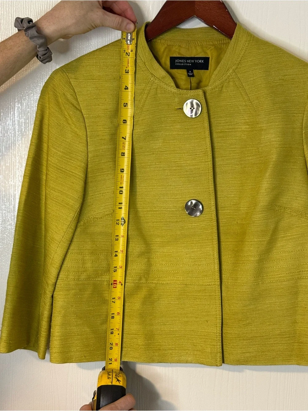 Jones New York Collection Linen Blend Jacket | Citron Chartreuse Blazer | Women - Picture 2 of 7
